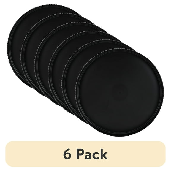(6 pack) Mainstays Eco-Friendly Recycled Plastic Dinner Plate, Black, 10"
