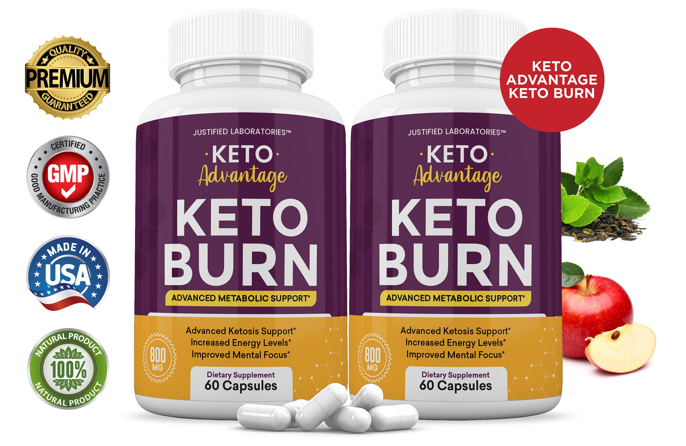 (2 Pack) Keto Advantage Keto Burn Pills Advanced Ketogenic Supplement ...