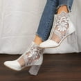 thumbnail image 6 of Mostsola Dress Ankle Boots for Women Elegant Embroidery Mesh Clear Heel Zipper Booties, 6 of 9