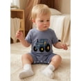 thumbnail image 4 of BemeyourBBs Newborn Baby Boys Summer Clothes Infant Baby Boy One Piece Waffle Romper Outfit Casual Tractor Embroidery Short Sleeve Romper Jumpsuit Playsuit, 4 of 9