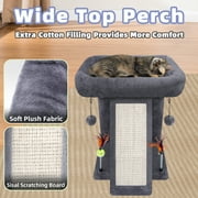 WK Cat Tree Tower with Scratching Board and Toy Balls, Grey