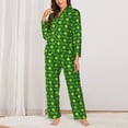 thumbnail image 2 of Yiaed Happy St. Patrick's Day Print Pajamas Women's Long Sleeve Sleepwear Soft Button Down Loungewear Pjs Lounge Set Nightwear Womens Pajama Pants-Medium, 2 of 7