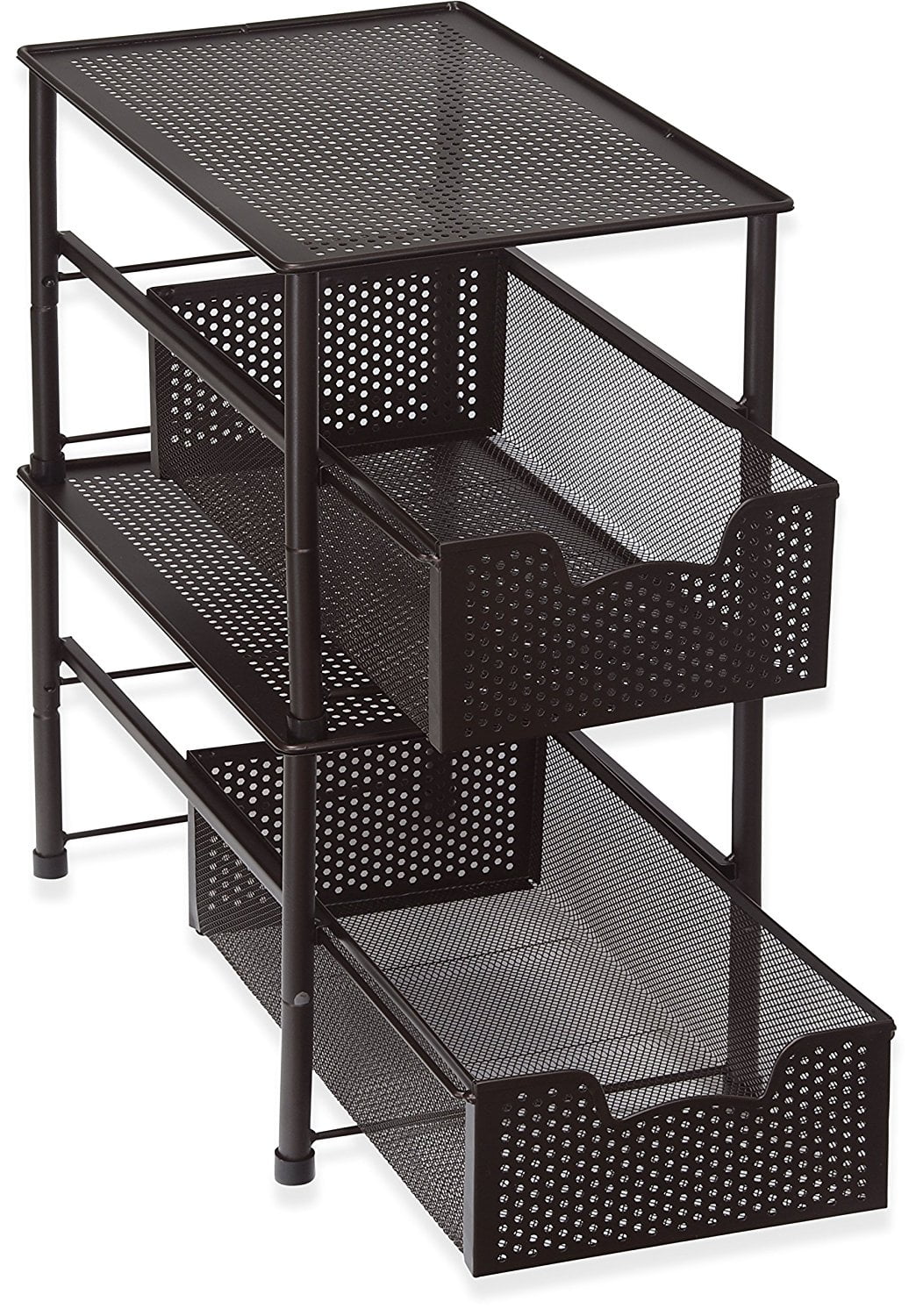 Stackable Under Sink Cabinet Sliding Basket Organizer Drawer Chrome Simplehouseware Stackable Under Sink Cabinet Sliding Basket