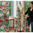 thumbnail image 5 of Soimoi Green Cotton Voile Fabric Stripe & Grandiflora Roses Floral Printed Fabric 1 Yard 58 Inch Wide, 5 of 7