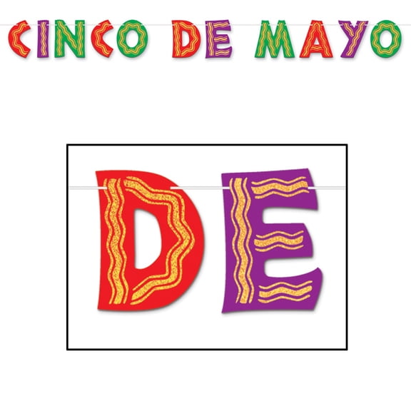 Club Pack of 12 Red and Purple Glittered Cinco De Mayo Hanging Party Streamers 10'