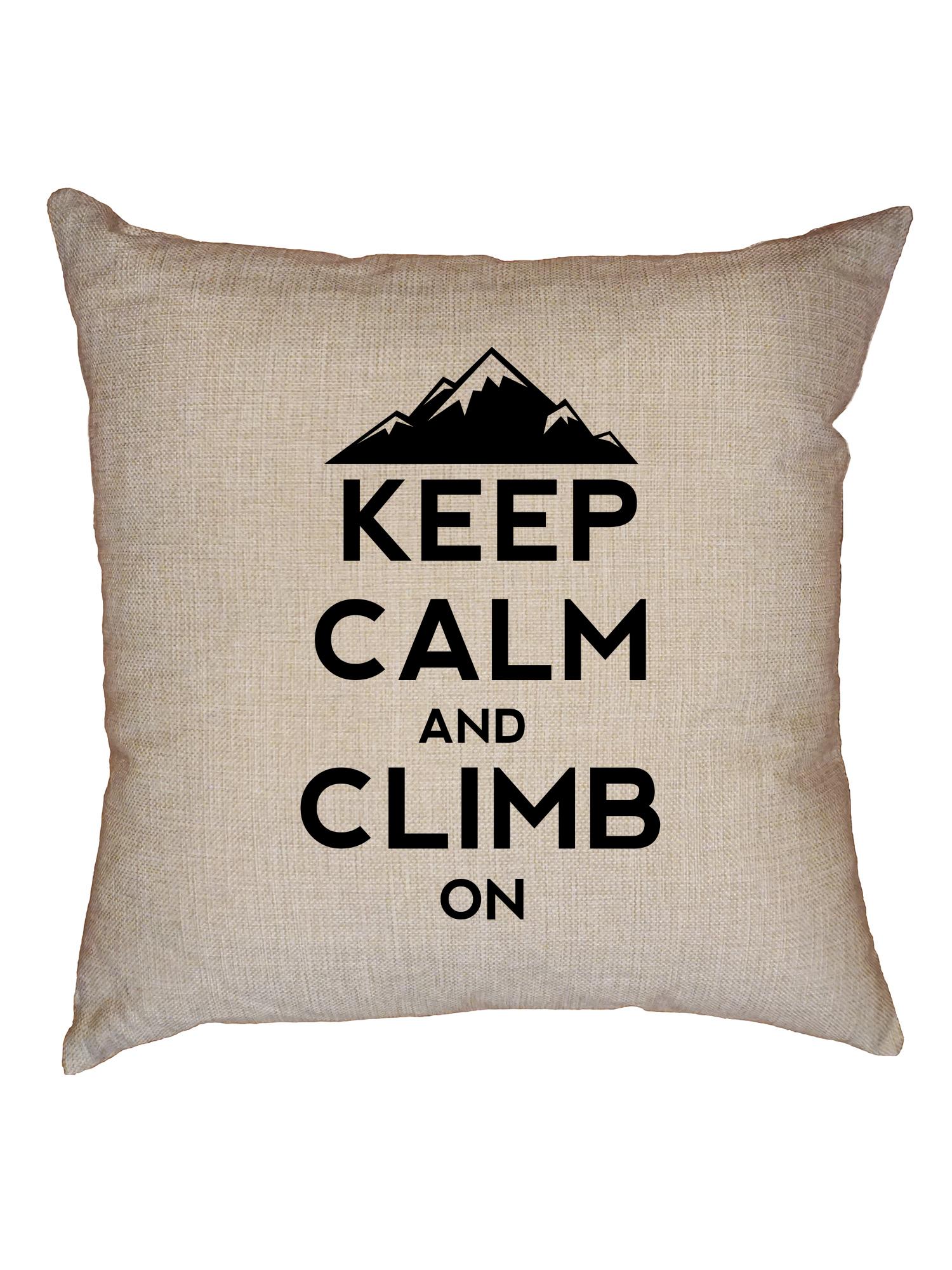 Keep Calm And Climb On Rock Climbing Decorative Linen Throw Cushion