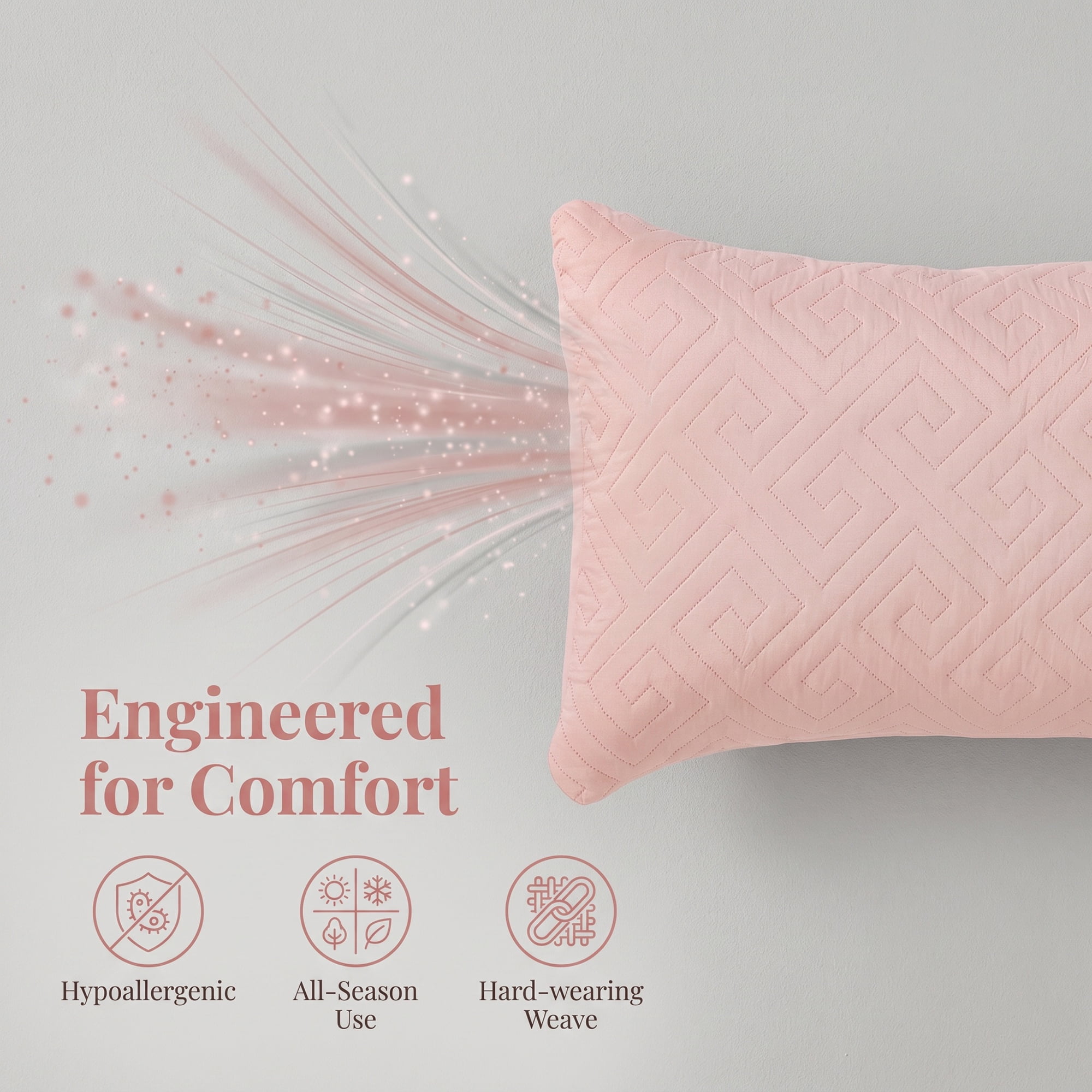 Unique Bargains Breathable Hypoallergenic Polyester Standard-size Pillow Protector Pink