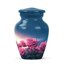 JAGASY Pink Rose Urn for Ashes for Women - Sunset Small Urns for Human Ashes Keepsake - Blue Memorial Urn for Mother and Father - Tiny Flowers Urns for Mom & Dad - (3 Inch)