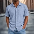 thumbnail image 2 of Mens T Shirts Cotton Short Sleeve Casual Shirts Button Down Oversized Shirt for Men Beach Summer Out Tops with Pockets, 2 of 9
