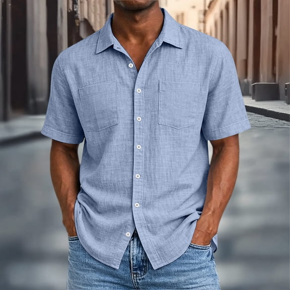 SOOMLON dress shirts for men short sleeve Collared button down shirt summer work shirt Business Work Clothes with pocket