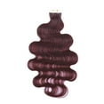 thumbnail image 3 of MY-LADY Tape in Natural Russian Human Hair Extensions Curly Body Wavy Glue Highlight Hairpiece US Stock 20PCS 22" #99J Wine red, 3 of 10