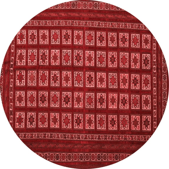 Ahgly Company Indoor Round Abstract Red Contemporary Area Rugs, 4' Round