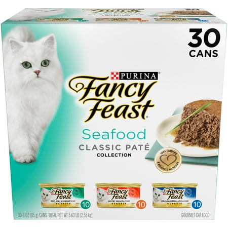 Purina Fancy Feast Classic Seafood Feast Collection Wet Cat Food, 3.0 Oz. Cans (30 Pack)