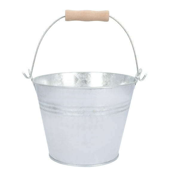 Hongchegh Rustic Metal Flower Buckets with Wooden Handles - Set of 2