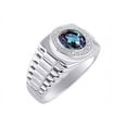 thumbnail image 4 of RYLOS Men's Rings Sterling Silver Ring Cabochon Gemstone & Diamonds Designer Style Alexandrite Rings For Men Size 11, 4 of 8