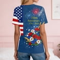 thumbnail image 7 of Women’s Short Sleeve V Neck Top with Butterfly and Star Print Casual Loose Fit T Shirt for Everyday Wear Lightweight Pullover Blouse Blue L, 7 of 7