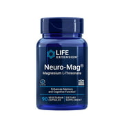 Life Extension Neuro-Mag Magnesium L-Threonate - Ultra Absorbable Brain Booster, Support Memory, Focus & Cognitive Health - 90 Vegetarian Capsules