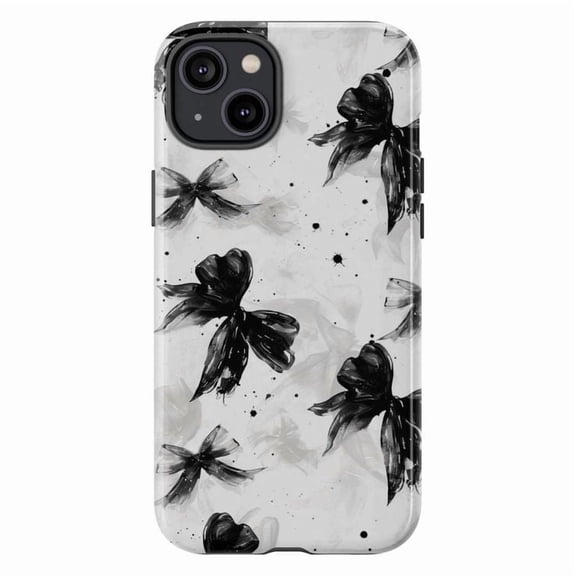 Black Bow Aesthetic Dual Layer Touch Case for iPhone 16 15 14 13 12 11 Pro Plus Mini – Stylish Protective Gift for Women & Teens