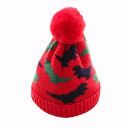 

Baby Boys Girls Cute Cartoon Dinosaur Knit Hats Winter Fleece Skiing Winter Caps