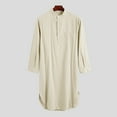 thumbnail image 4 of Xysaqa Men's Long Sleeve Henley Nightgown Mens Lightweight Sleep Shirts Long Nightshirt Pajamas M-3XL Summer Savings, 4 of 9