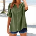 thumbnail image 2 of Jxximdong Button Up Shirts Women Loose Shirt Top Stand Solid Color Sleeve Collar Casual Women's Shirt Women's Shirt Green Spring Tops L, 2 of 8