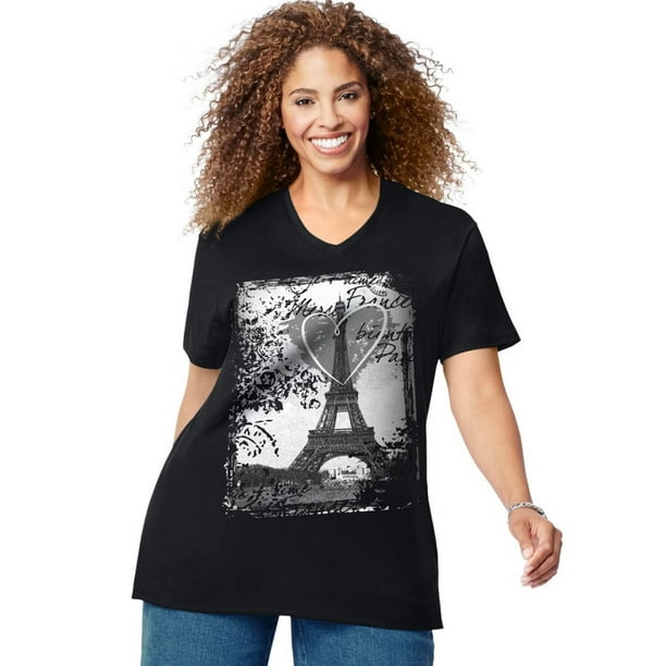 Just My Size - T-shirt à Manches Courtes pour Femme, 2X, Paris Noir