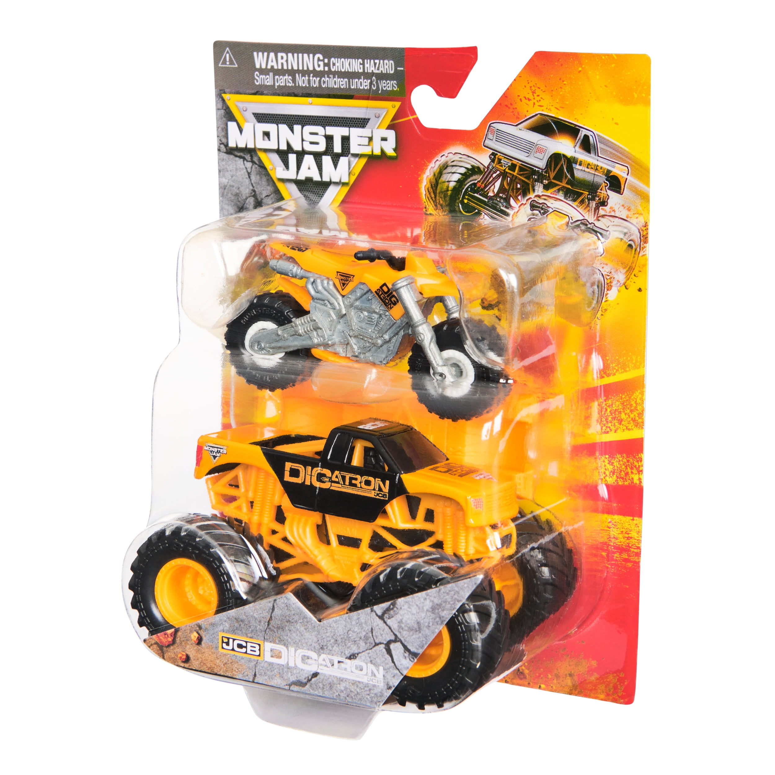 Monster Jam Grave Digger Monster Truck and Dirt Bike Vehicle 2-Pack, 1:64 Scale