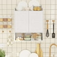 thumbnail image 2 of POAO Bathroom Wall Storage Cabinet, Wooden Medicine Cabinet with Adjustable Shelves and Double Barn Doors, Over The Toilet Storage Cabinet,White, 2 of 8