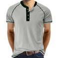 thumbnail image 1 of Men's Sports Shirts Men's Short-sleeved Round Neck ButtonSlimming T-shirt Fashion Casual Solid Slimming Top Short-sleeved Casual Sports Daily Top Blouse, 1 of 4