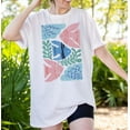 thumbnail image 2 of Chamelean Ocean Botanical Tropical Fish Short Sleeve Tee Unisex Casual T-shirt, Sizes S-3XL, 2 of 4