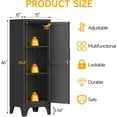 thumbnail image 3 of 46"H Black Metal Locker with 1 Lockable Door and 2 Adjustable Shelves For Employees, 3 Tier Small Storage Cabinet with Detachable Legs and Vintage Handle for Kitchen,Office,Gym,School,Easy Assembly, 3 of 7