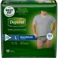 thumbnail image 2 of Depend FIT-FLEX Incontinence Underwear for Men, Maximum Absorbency, L, Gray 17 ea, 2 of 2