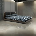 thumbnail image 4 of Noe Col King Size Bed with 2 Nightstands- Black Pillow Headboard- Brown, 4 of 6