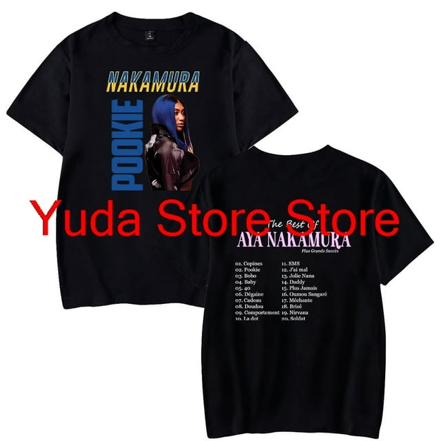 Aya Nakamura Merch T-Shirt Hommes Femmes Manches Courtes Rappeur Col Rond Mode Urbaine Chandail Tee