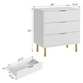 thumbnail image 5 of 3 Drawer Dresser for Bedroom, Large Nightstand Chest of Drawers, Modern Wood Storage Dresser Organizer with Gold Metal Handles & Anti-Tipping Device for Hallway, Entryway, 28"x16.9"x30", 5 of 8