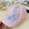 thumbnail image 2 of XIAOCHA Women's Lace‑Embroidery Baseball Cap Solid Outdoor Travel Sun‑Visor Casual Head‑Cover,Pink, 2 of 4
