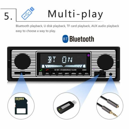 Car Radio MP3 Player Bluetooth Vintage Stereo USB AUX Classic Car Stereo Au R4F9