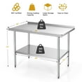 thumbnail image 2 of Gymax 48'' x 30'' Stainless Steel Table for Prep & Work w/ Backsplash, 2 of 9