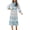 Floral Blue, variant on Women's Floral Chiffon Midi Dress Puff Long Sleeve Mock Neck Summer Wedding Guest Party Dresses Fall 2026 Outfits Floral Green Medium