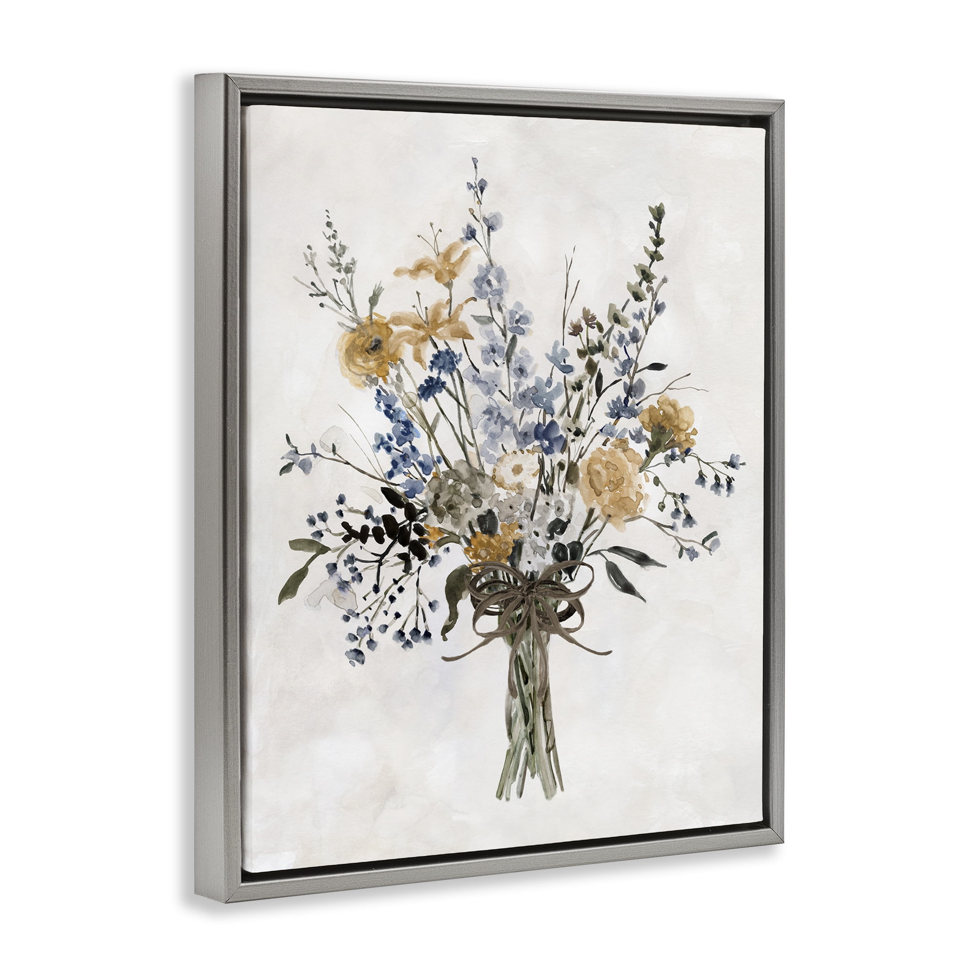 Stupell Industries Delicate Botanicals Bushel Gray Framed Floater Canvas Wall Art, design by Carol Robinson