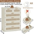 thumbnail image 2 of 6 Rattan Drawer Dresser, Rustic White Dressers for Bedroom with Chest of Drawers, Wooden Cabinet for Bedroom, Living Room, Entryway, 2 of 7