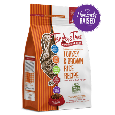 Tender & True Turkey & Brown Rice Recipe Dry Cat Food, 3 lb bag
