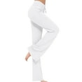 thumbnail image 2 of PMVFHDE Women's Flared Leg Yoga Pants Solid Color Bootcut Workout Pants Relaxed Fit Stretchy Comfortable Trousers White，L, 2 of 6