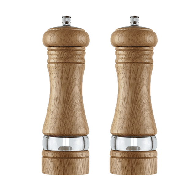 Juegos de molinos de sal y pimienta de madera, juegos de molinos de pimienta recargables de molinillo de sal manual clásico