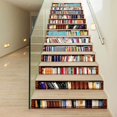 thumbnail image 2 of AILEGOU 3D Stair Stickers Decals Brick Staircase Decals Removable Tile Stair Risers Decals Decor Peel and Stick 13-STAIRS Bakeplash Decals for Stair 39.3Inch x 7.08Inch x 13Pcs(Bookcase), 2 of 8