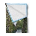 thumbnail image 2 of Island Soft Flannel Fleece Blanket, Landscape of Majestic Cliff in Philippines Wild Hot Nature Resort Off Picture, Cozy Plush for Indoor and Outdoor Use, 50" x 70", Green Brown Blue, by Ambesonne, 2 of 5