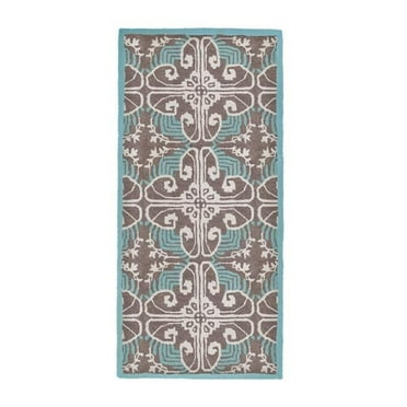 Achla H-71 56 x 26 in. Minuteman Art Deco Rectangular Rug - Turquoise Stone