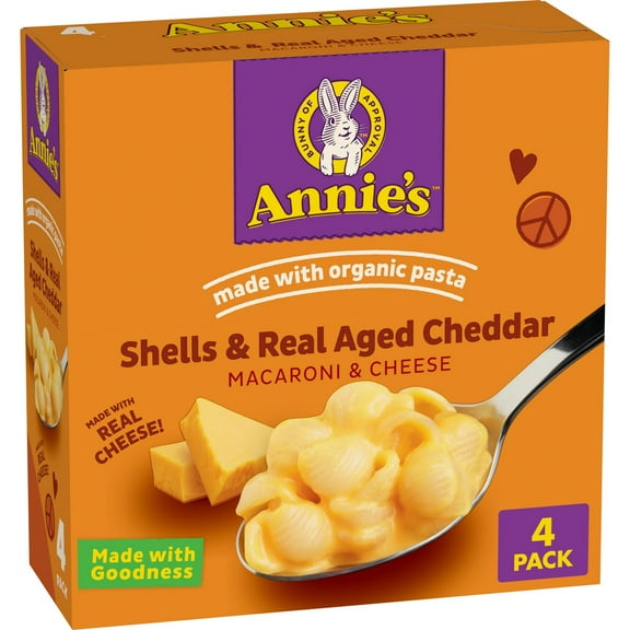 Annie's Shells Real Aged Cheddar Mac and Cheese - 4pk / 24oz - Pack of 2