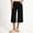 Black, variant on Women's Button Waist Loose Wide Leg Denim Capri Pants, Cuffed Hem for Summer Daily Casual Commute Black L