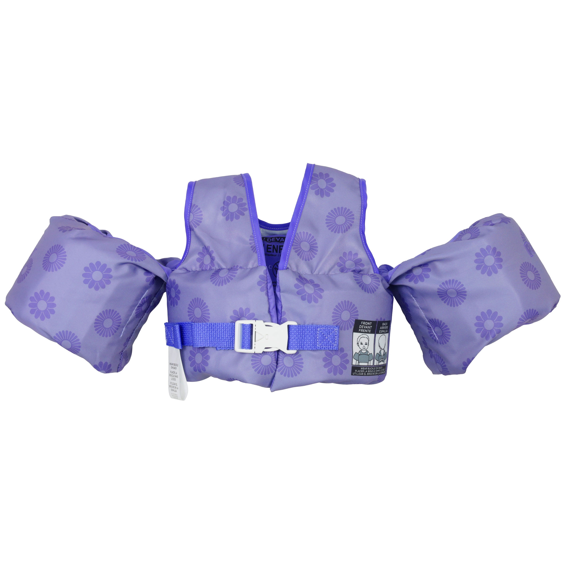 Paddle Pals U.S. Coast Guard Approved Life Jacket for Children (33-55 lbs.) – Safety Swim Vest with Arm Bands, Purple Flower